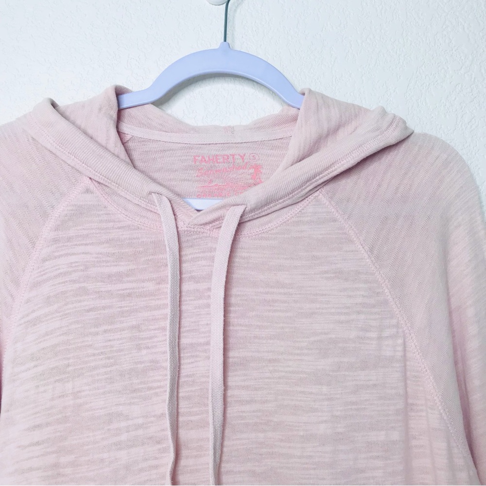 FAHERTY Sunwashed Organic Cotton Slub Knit Hoodie Light Pink - Picture 5 of 13